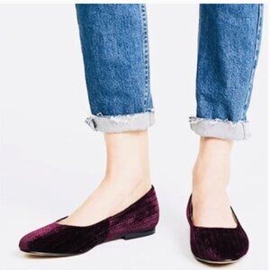 Botkier Camille Ballet Flats, Burgundy Embossed Velvet, Sz 8, New in Box